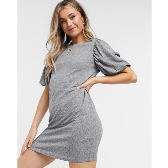ASOS ♡ JDY ♡ jersey puff sleeve mini dress in gray - S - Picture 5 of 6